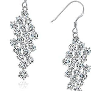 Unicoring Sterling Silver Cubic Zirconia Dangle Earrings for Women